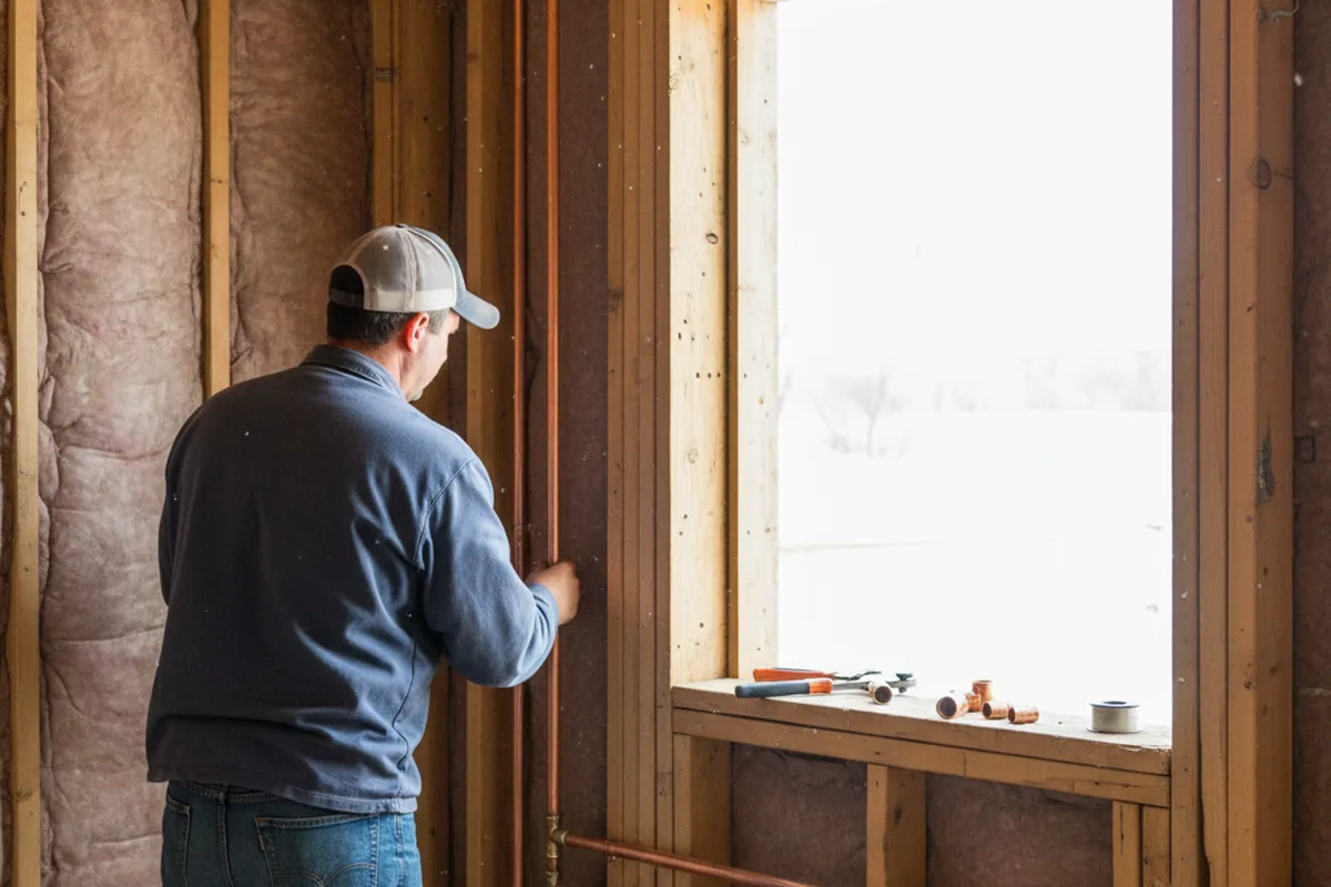 Licensed plumber running new copper supply lines in a Washington home